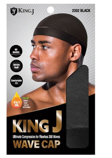 KING J Wave Cap, Black Wave Cap, 360 Wave Cap, Hair Styling Cap, Wave Cap for Men, Protective Hair Cap, Durable Wave Cap, Overnight Wave Cap
